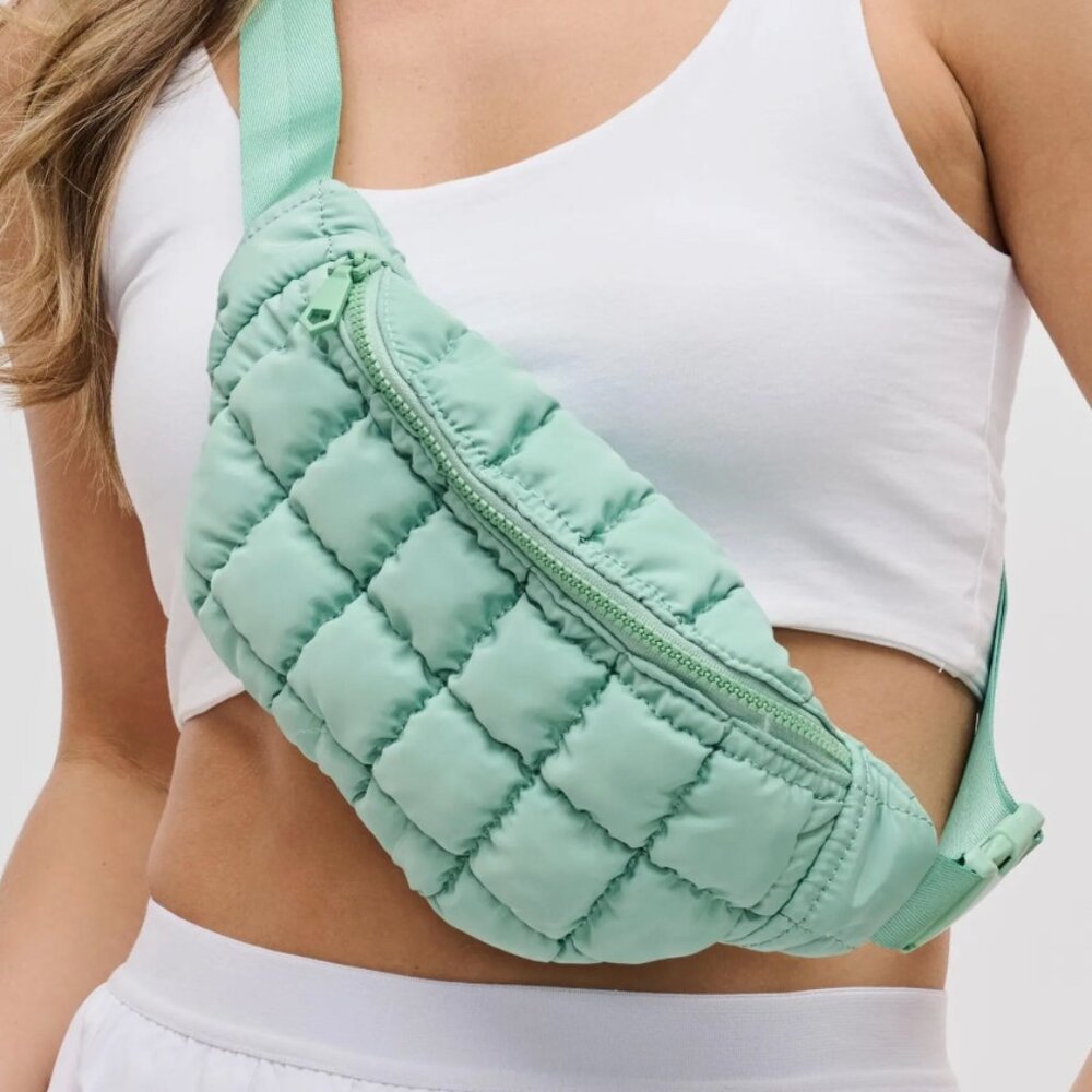 Quilted Mint Crossbody Belt Bag